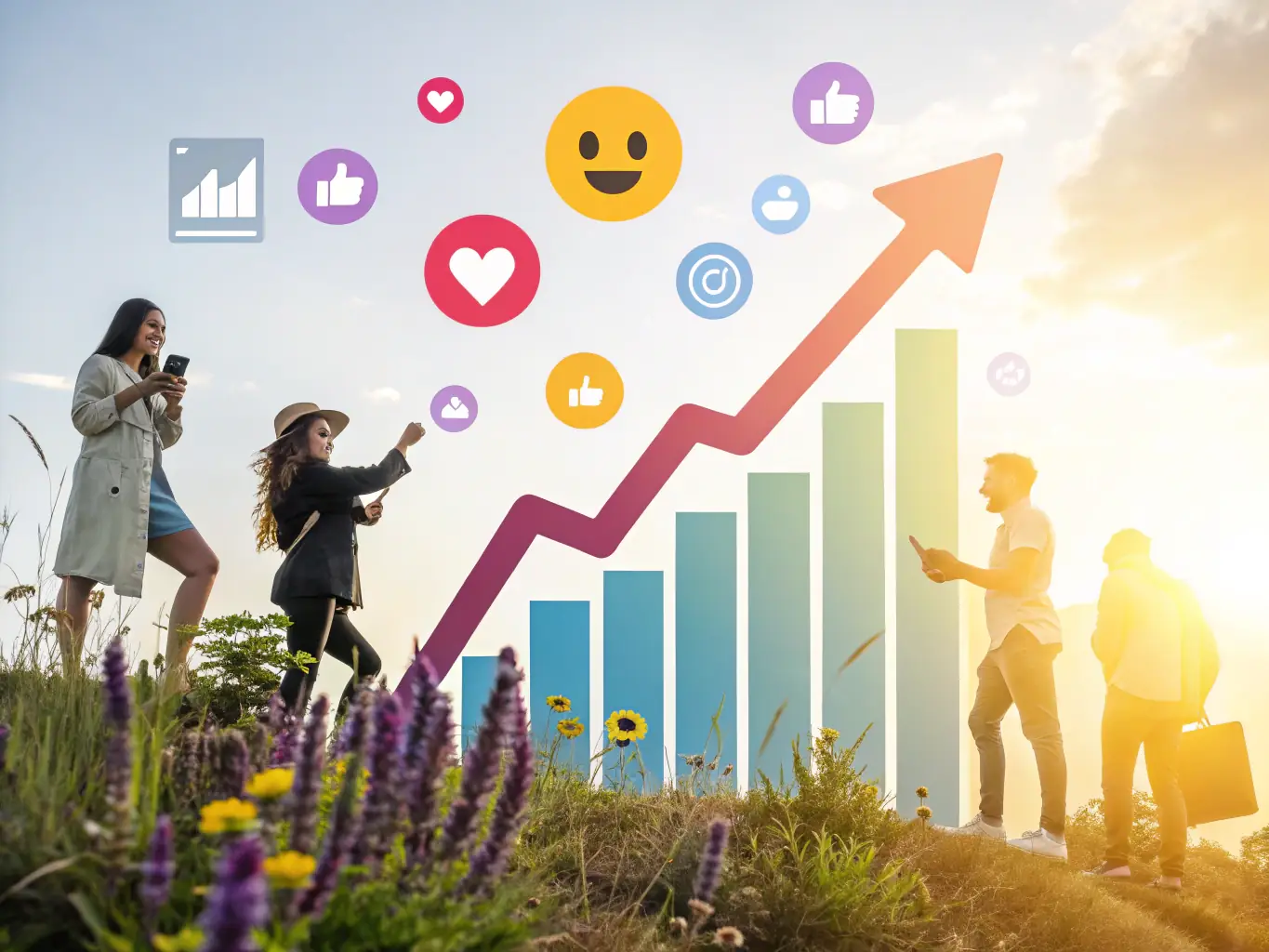 A digital illustration of a ranking chart with Tico.Social at the top, representing the priority ranking benefit for vendors on the platform, leading to more leads and customer engagement.
