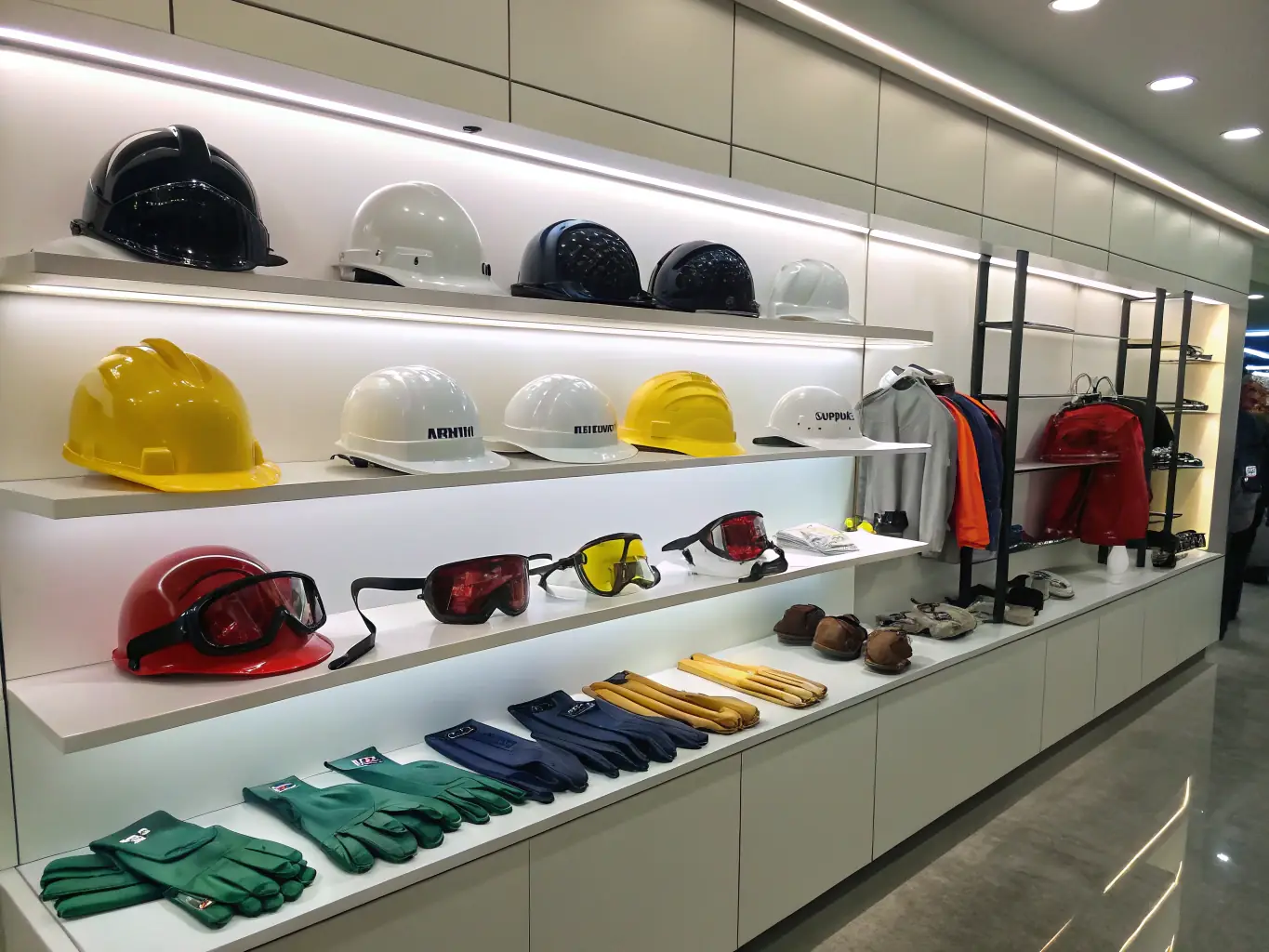 A close-up of high-quality ATV helmets, gloves, and protective gear neatly arranged on a wooden bench, with sunlight filtering through tropical leaves, highlighting the importance of safety equipment.