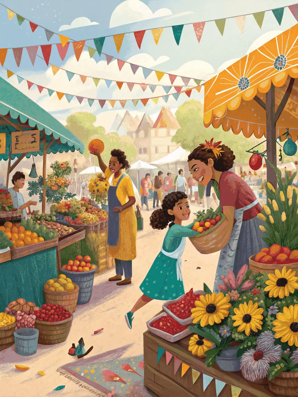 A vibrant, modern illustration of a vendor's product listing highlighted at the top of a mobile marketplace interface, with a tropical Costa Rican background and orange accent, representing priority placement for early vendors.